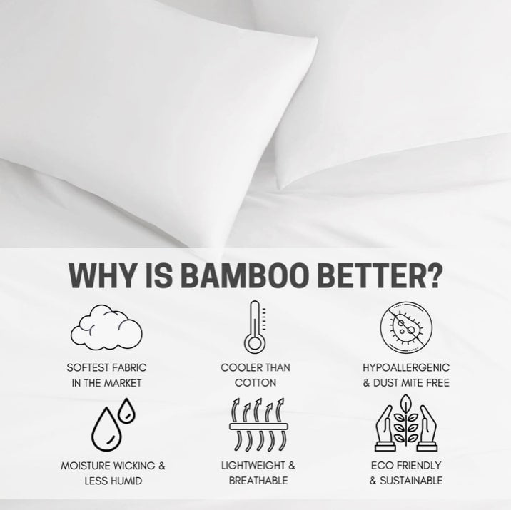 100% Bamboo Sheet Set w Pillowcases, Queen, White