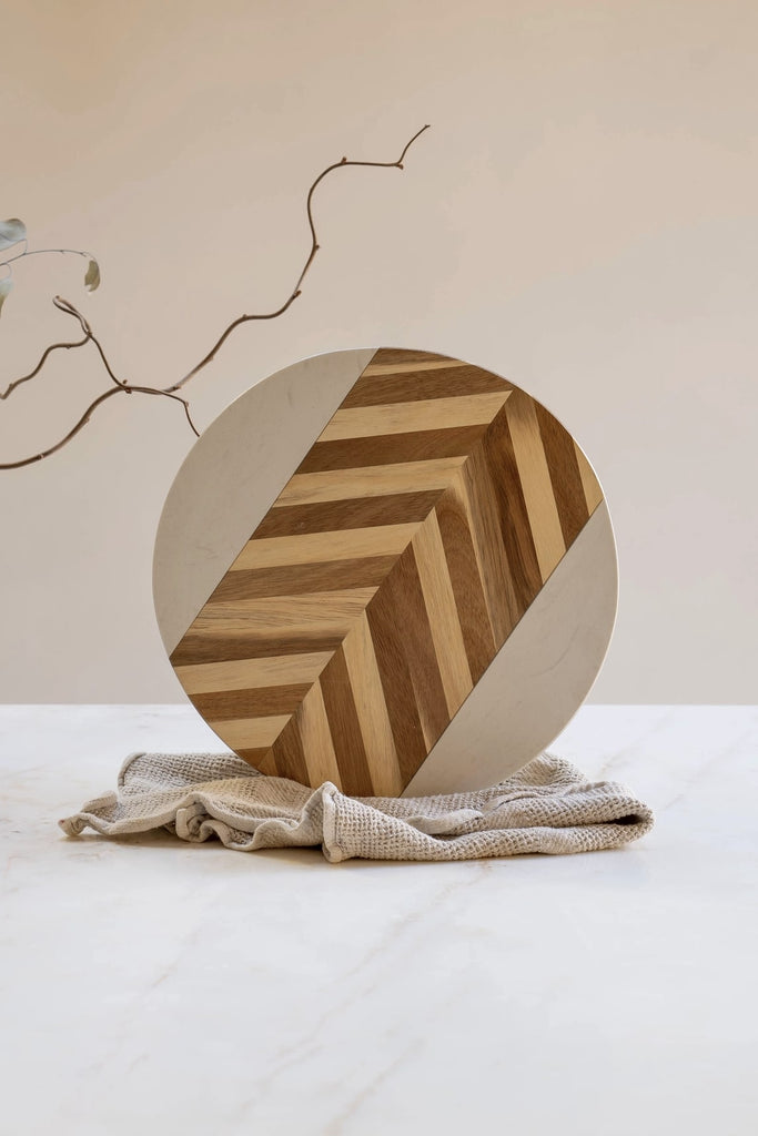 Marble & Wood Chopping Board/Serving Tray