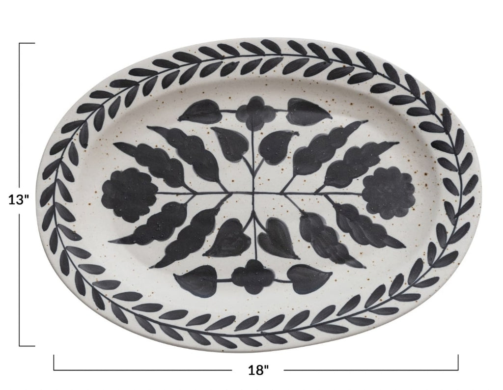 Hand Painted Stoneware Platter 18" x 13"