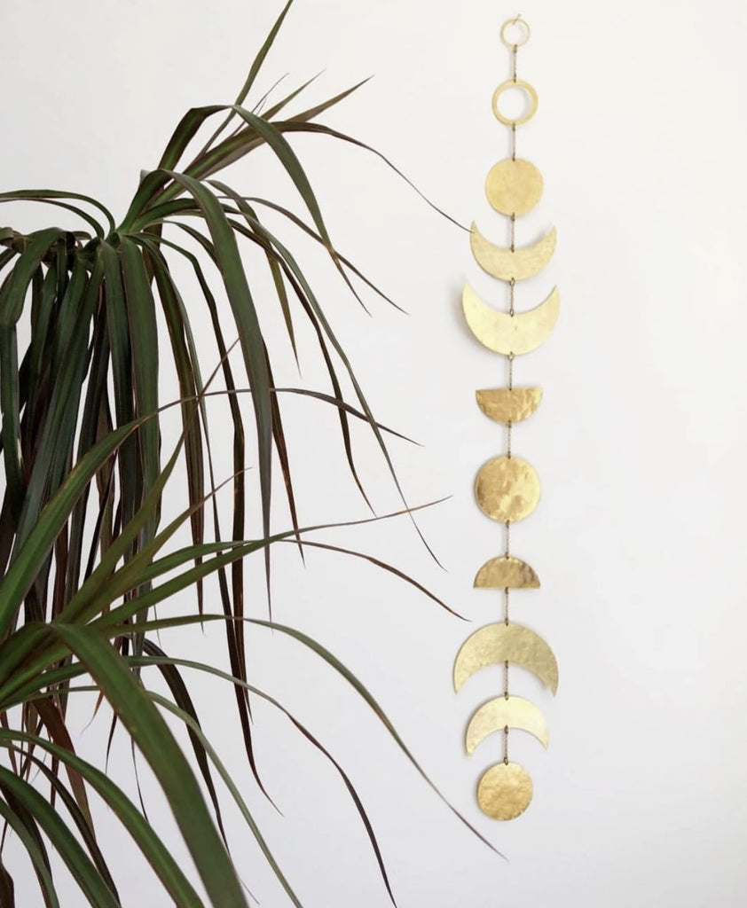Moon Phases Brass Wall Hanging - 27" x 4"