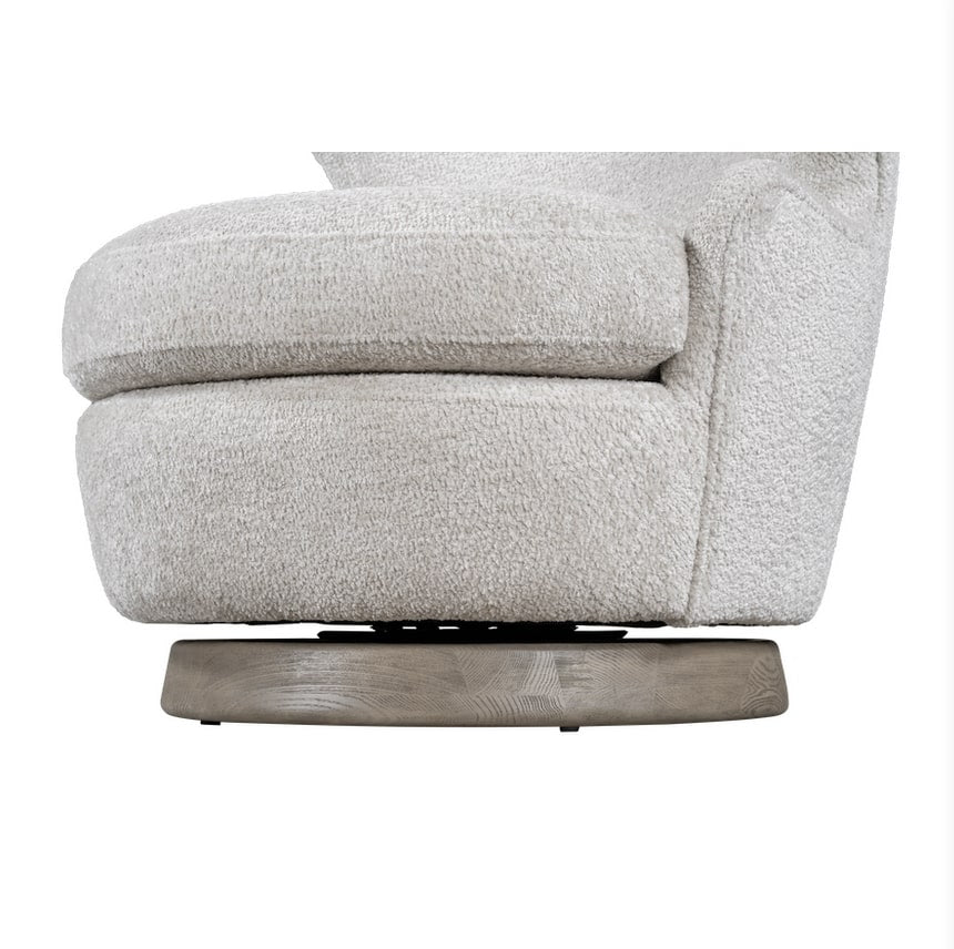 Luna Swivel Occasional Chair, Feathered Steel and Dusted Stone 34"W x 34"D x 32.5"H