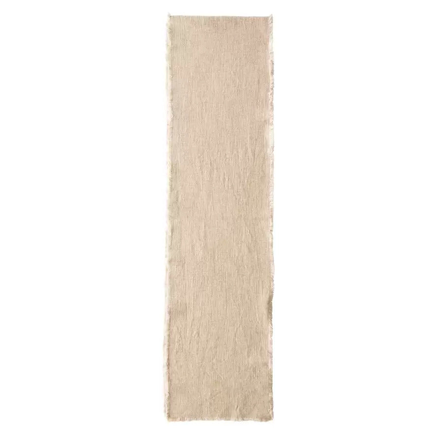 Linen Blend Table Runner w/ Frayed Edges