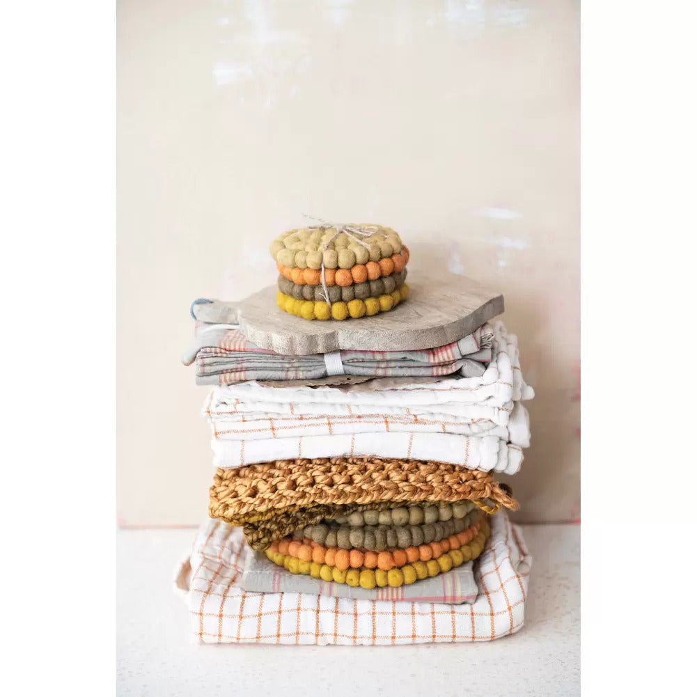 Handmade Wool Felt Ball Coasters