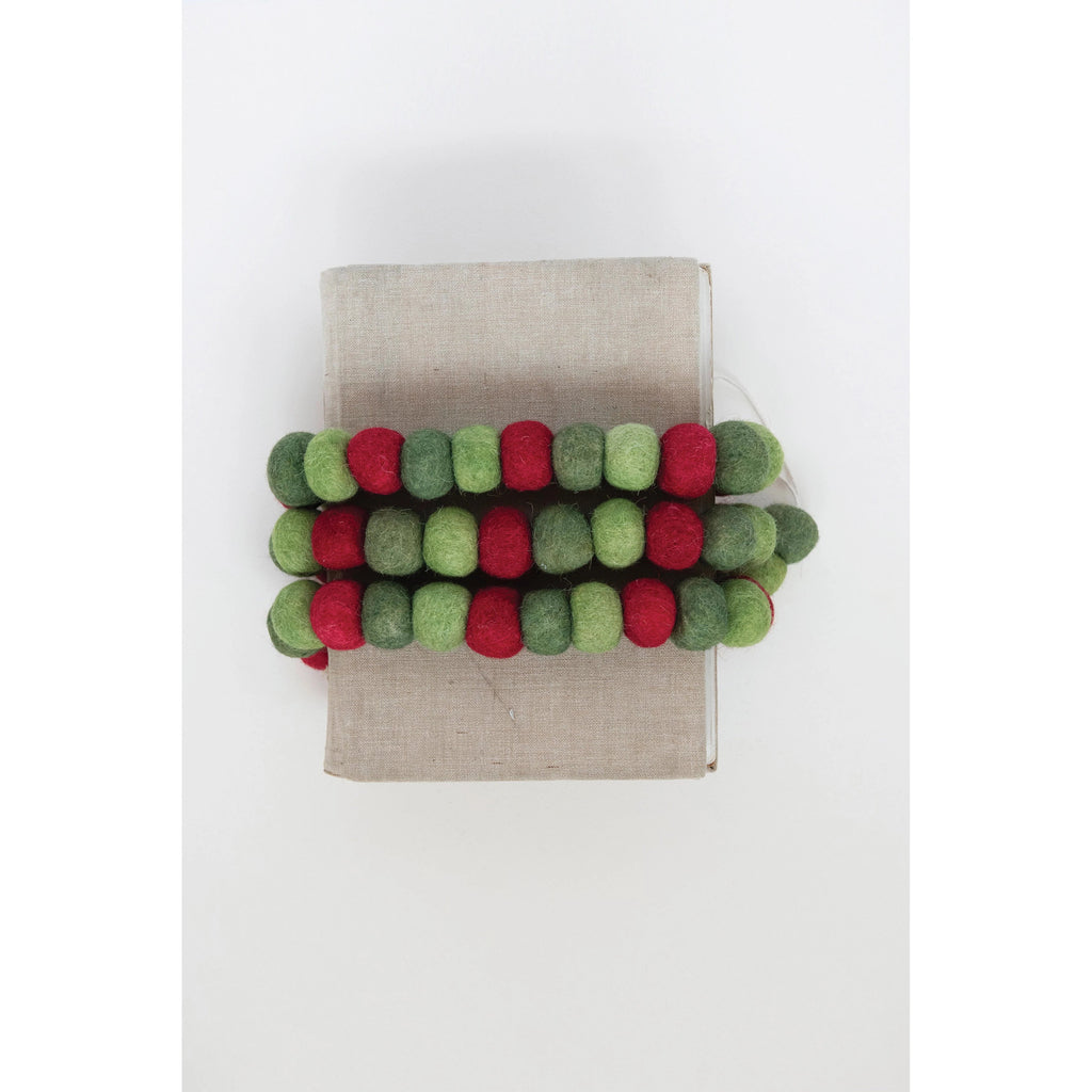 Wool Felt Ball Garland, Red and Green