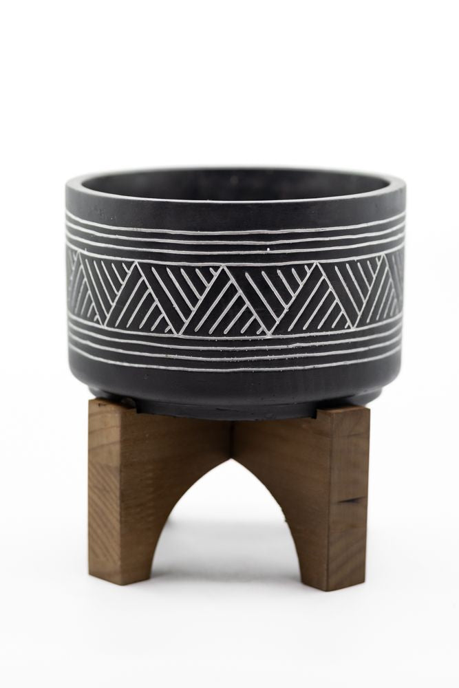 7" Mountain Cement with Wood Stand, blk