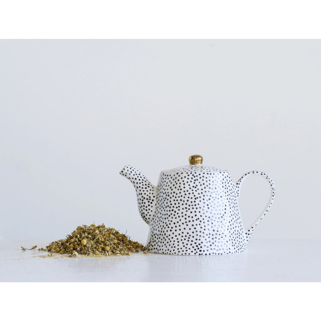 Stoneware Teapot w/ Gold Electroplating