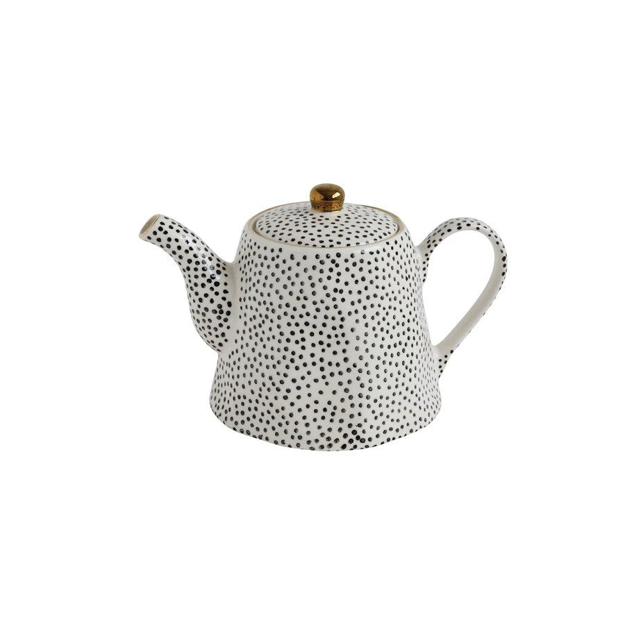 Stoneware Teapot w/ Gold Electroplating