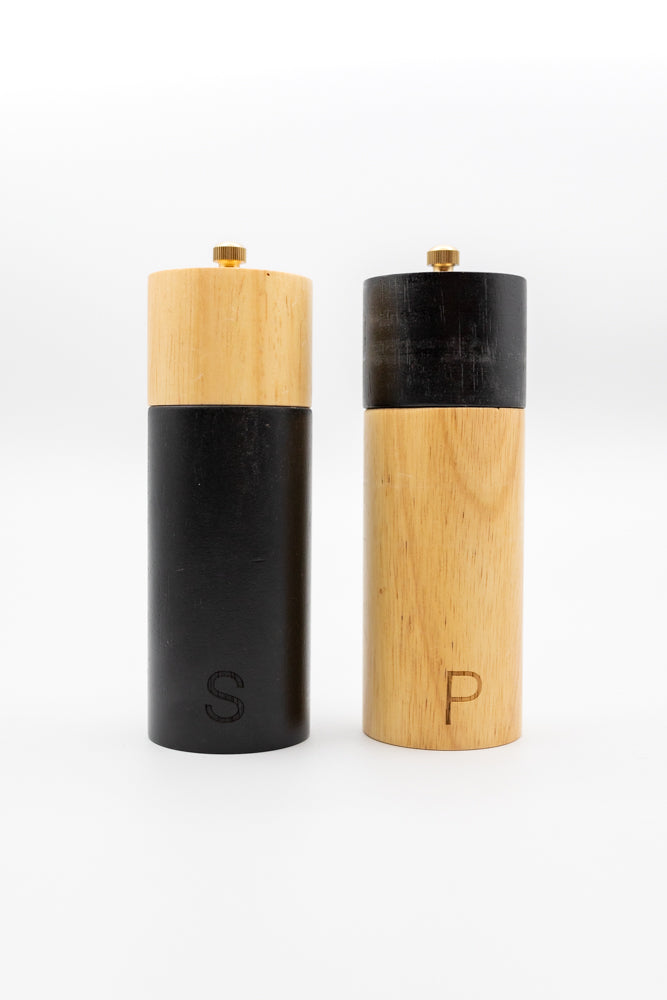 Two-Tone Rubber Wood Salt & Pepper