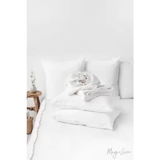 Queen Linen Sheet Set & US Standard Pillowcases, Ivory