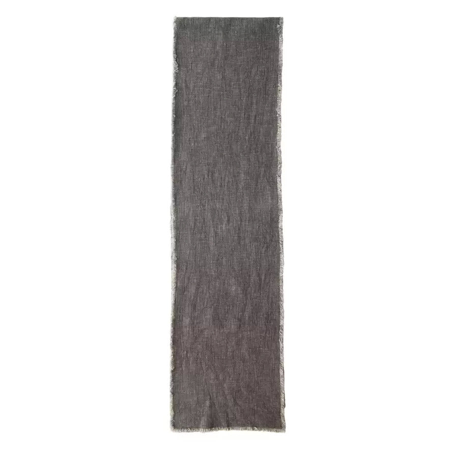 Linen Blend Table Runner w/ Frayed Edges