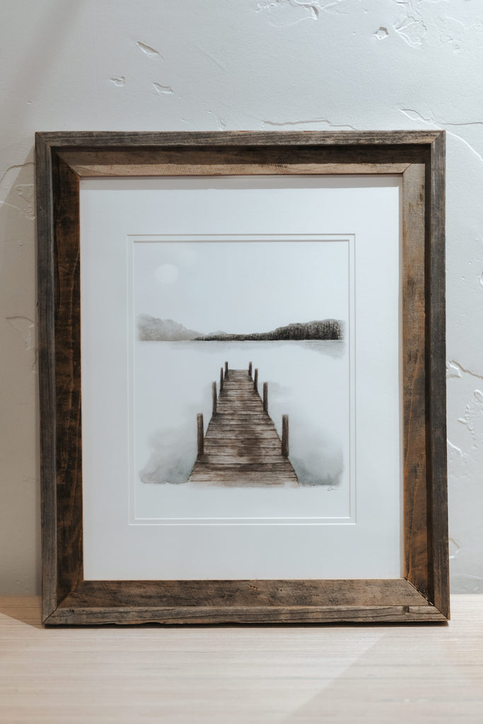 16 x 20 Dock on the Lake Print Framed with Matte