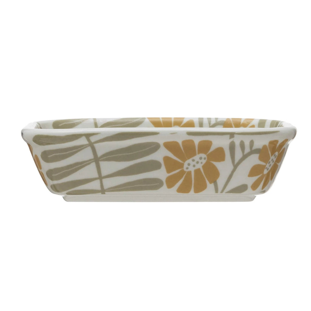 Stoneware Soap dish with Flowers