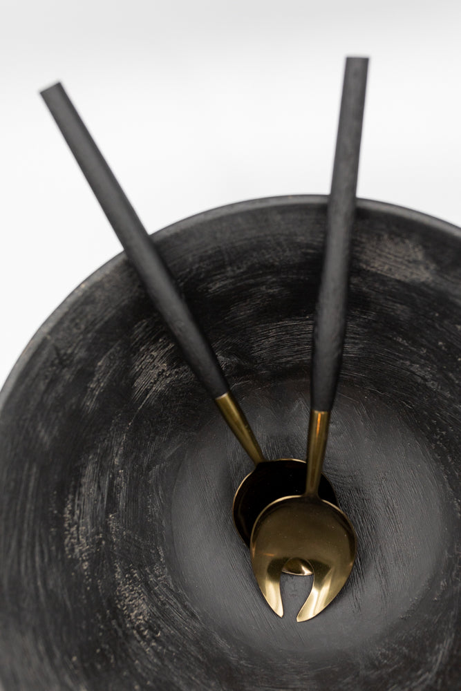 Black Mango Wood & Antique Bronze Serving Set