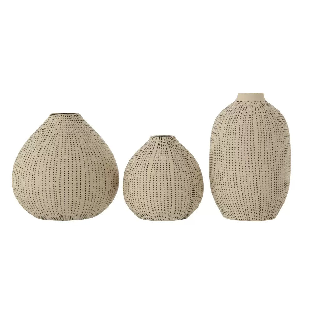 Round Stoneware Textured Vases Set of three