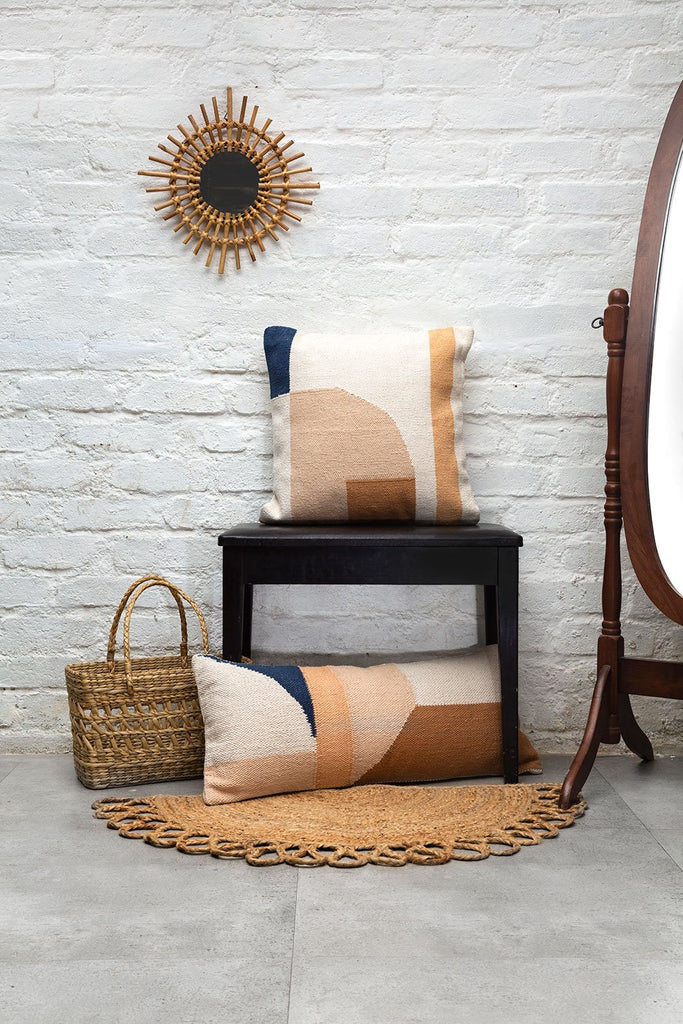 Handmade Geo Shapes Lumbar Pillow Earth, 12x30
