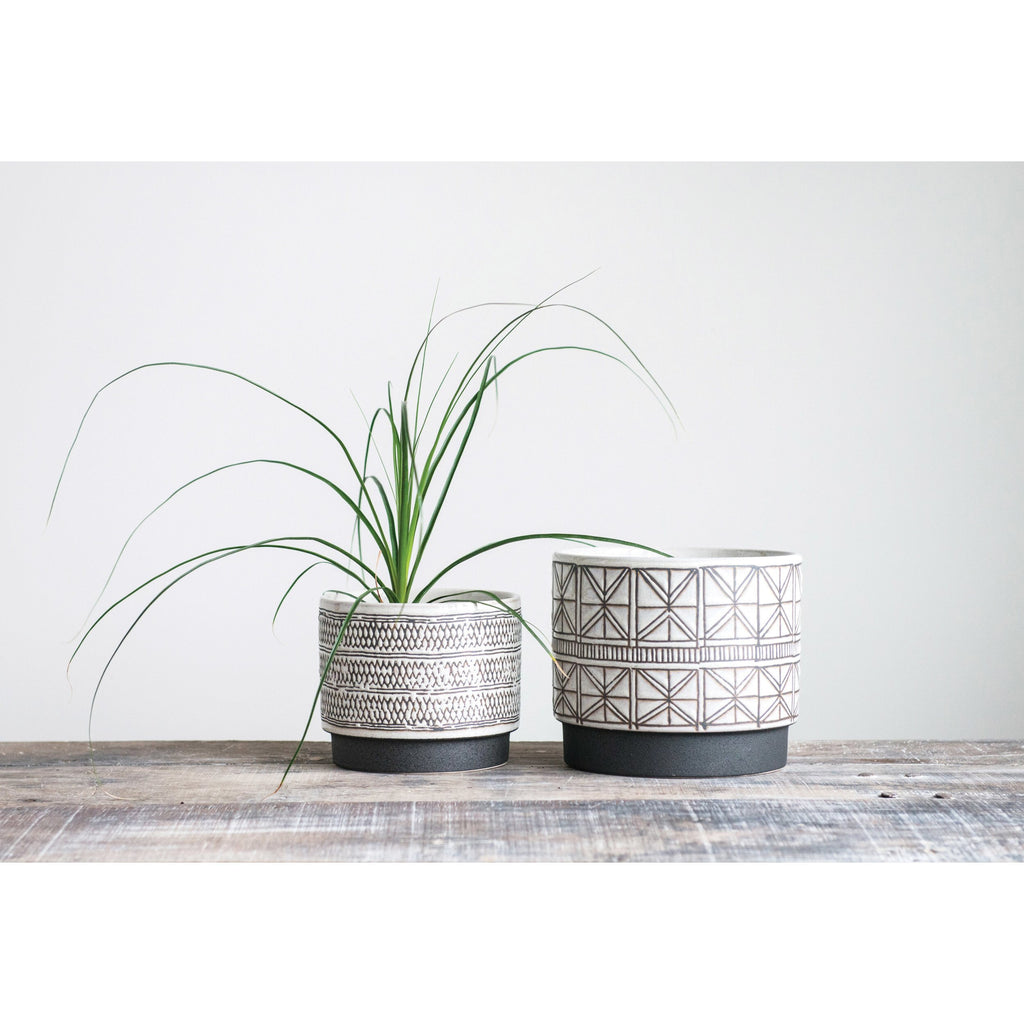 Embossed Stoneware Planter