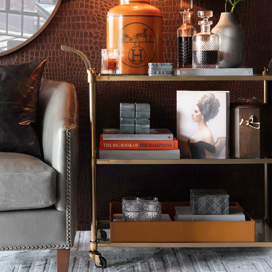 Wakefield Bar Cart Antique Brass